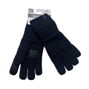 Isotoner Womens Black‎ Knit Gloves One Size Eco Comfort NEW